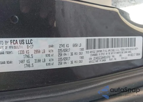 2017 Dodge Grand Caravan Sxt z USA, uszkodzony, nr VIN 2C4RDGCG8HR814749